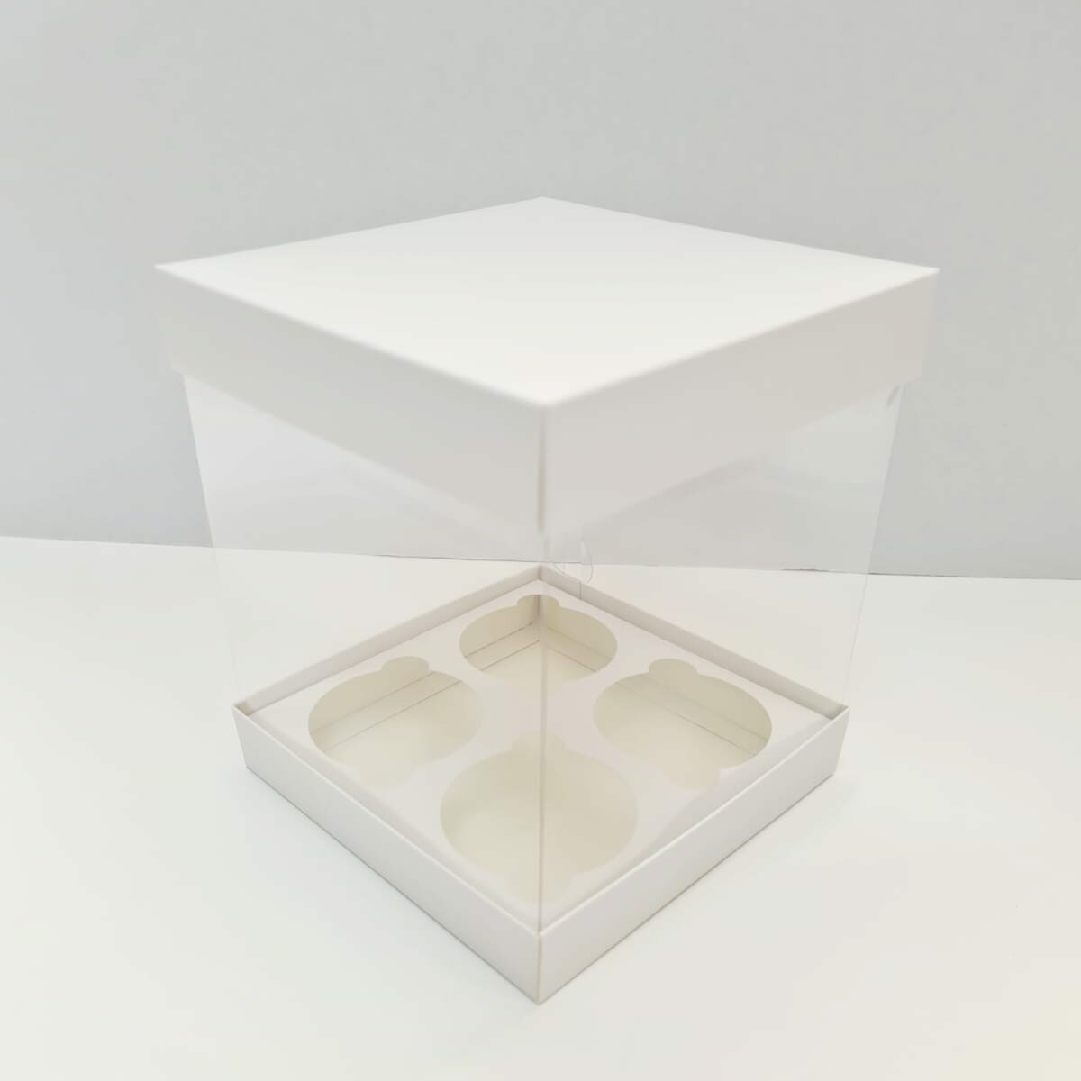 Коробка для трайфлов прозрачная, размер 160х160х180, цвет белый