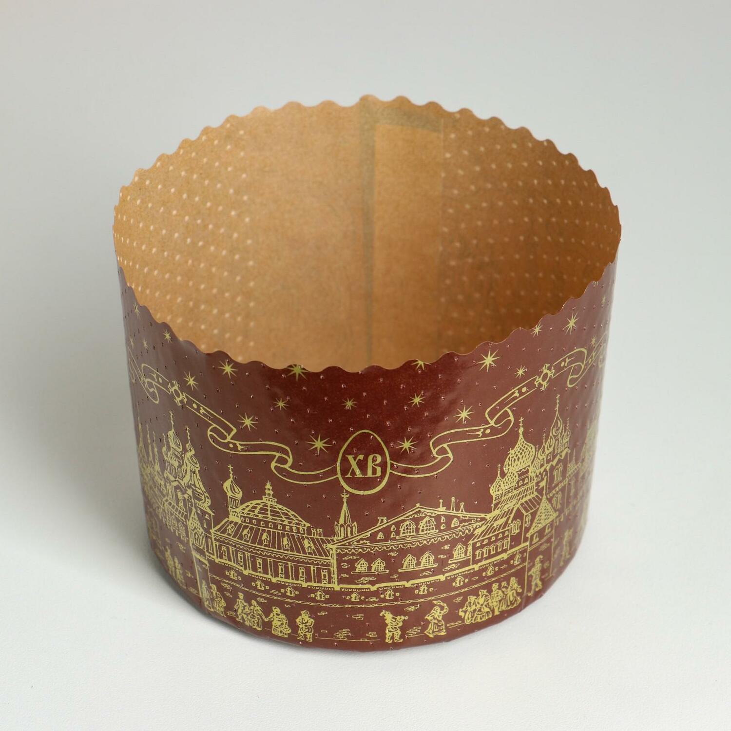 Форма бумажная для кулича  «Храм золотой», 134×100 мм