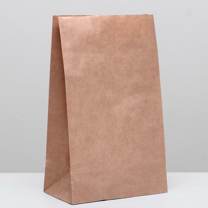Пакет крафт бумажный фасовочный, прямоугольное дно, 24×14×40 см