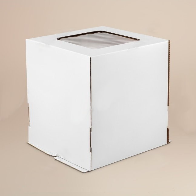 Кондитерская упаковка, короб белый, с окном 420×420×450 мм