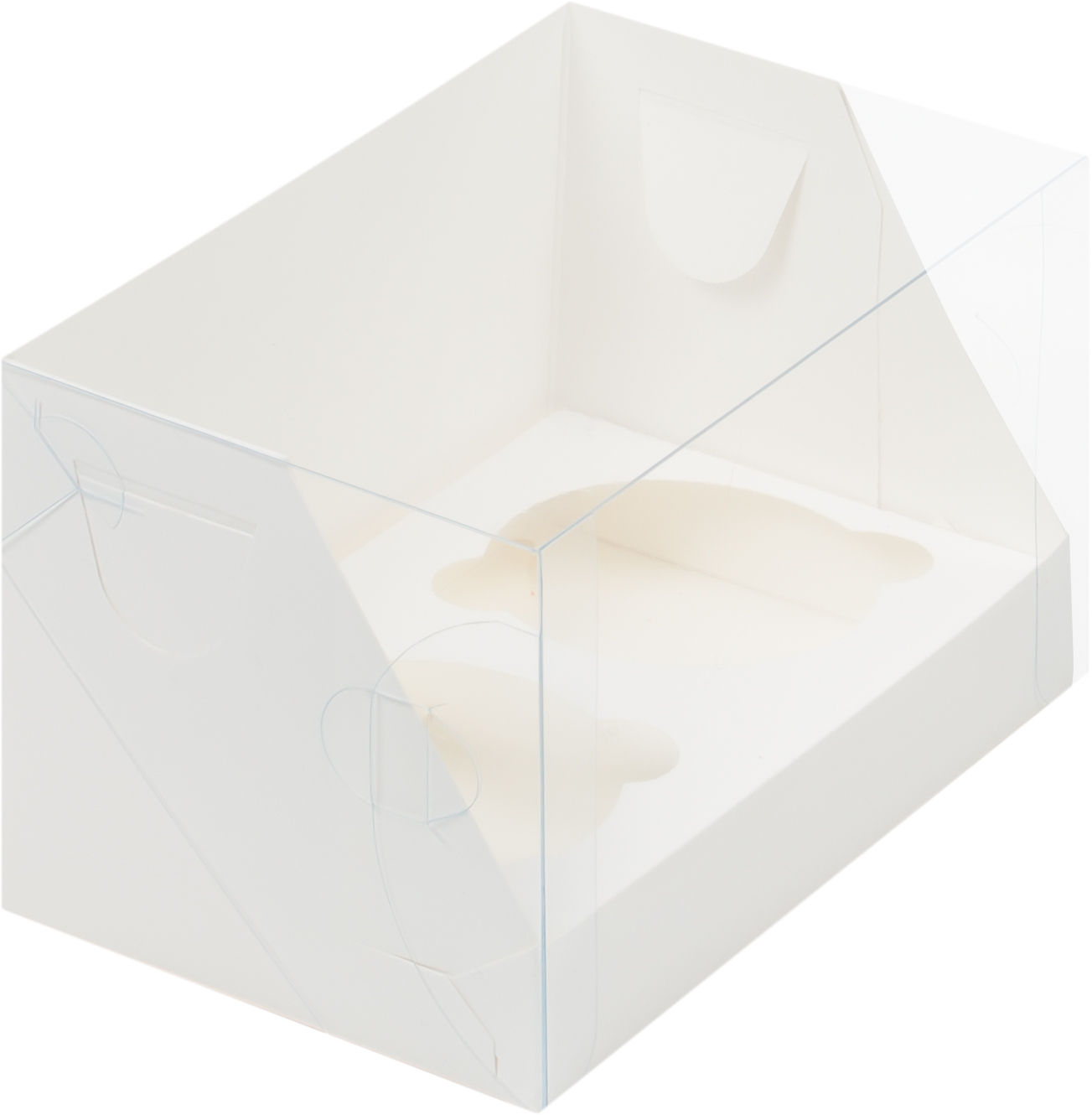 Коробка под капкейки с пластиковой крышкой 160*100*100 мм (2) (белая)