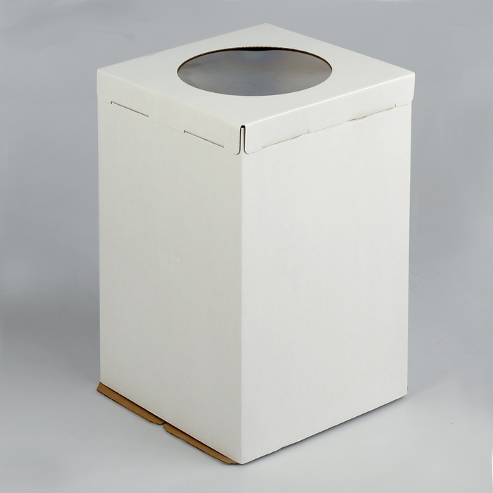 Кондитерская упаковка, короб белый с окном, 30×30×45 см