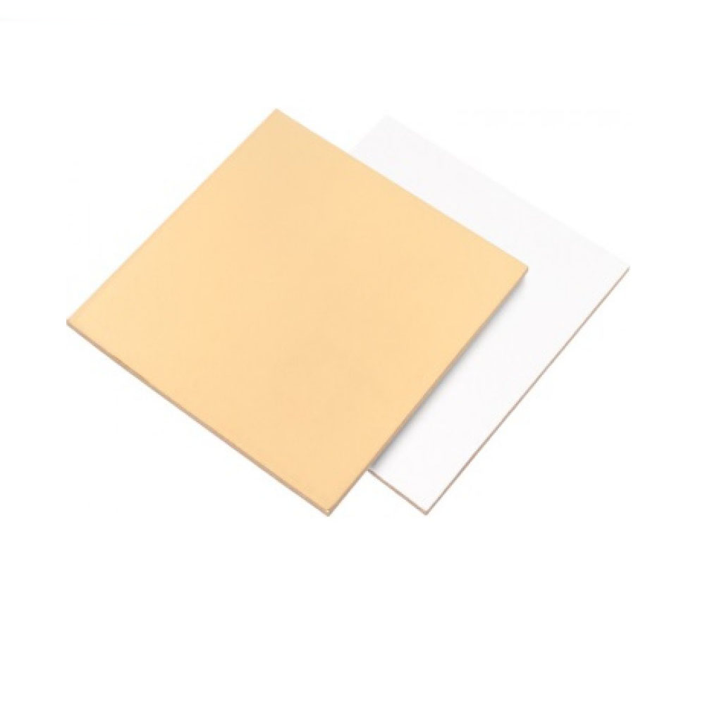 Подложка для торта квадратная (золото, белая) 20×20 см, толщ. 1.5 мм