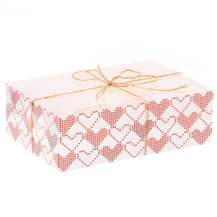 Коробка для капкейка с PVC-крышкой «С теплотой и любовью», 16×23×7.5 см (6)