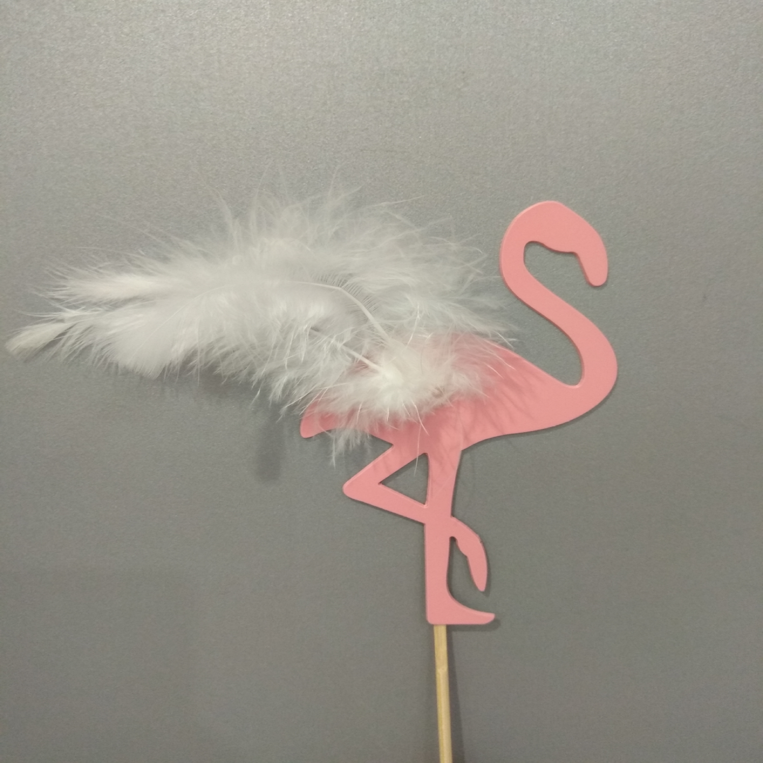 Топпер «Фламинго розовый» с перьями