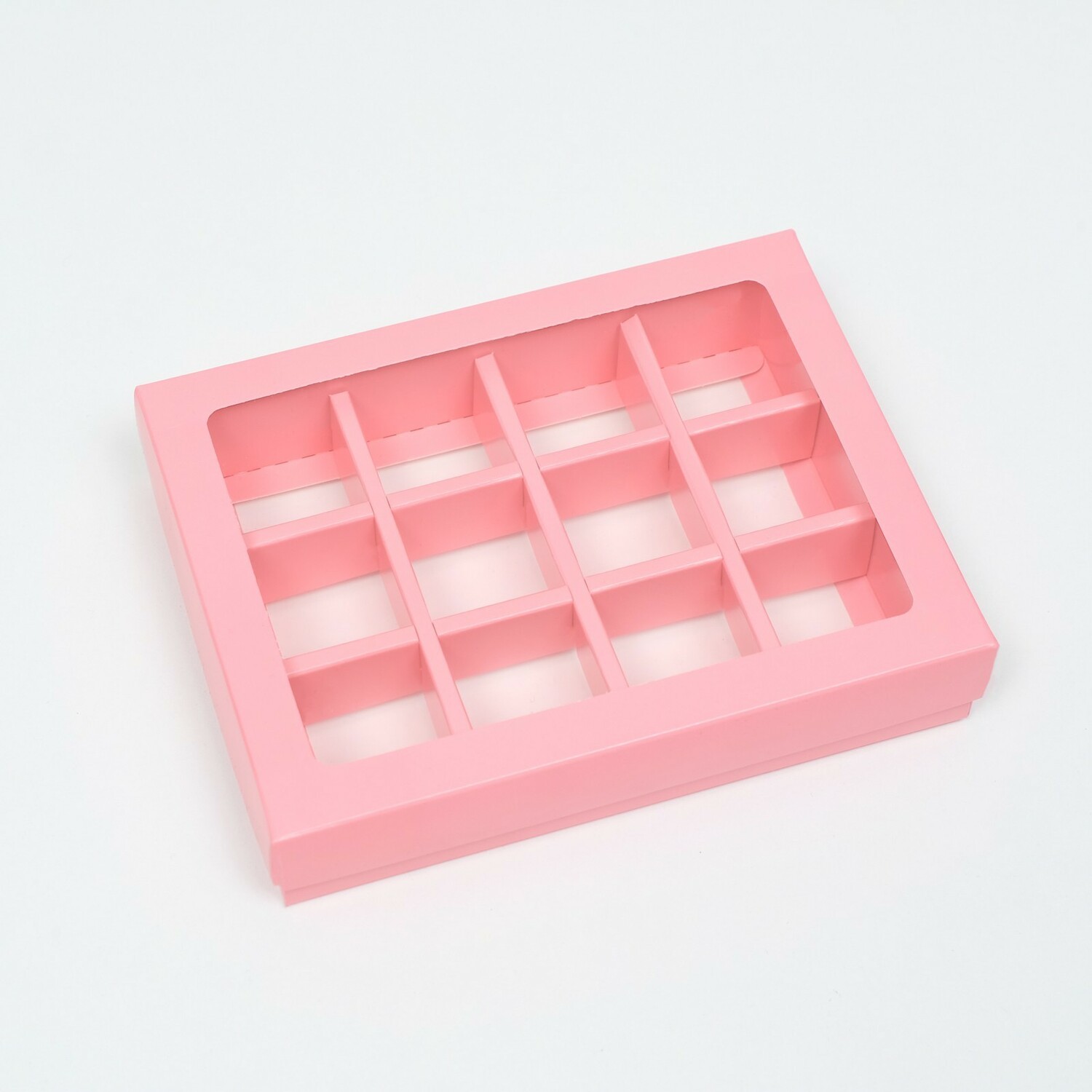 Коробка для конфет, 12 шт, розовая, 19 х 15 х 3,5 см