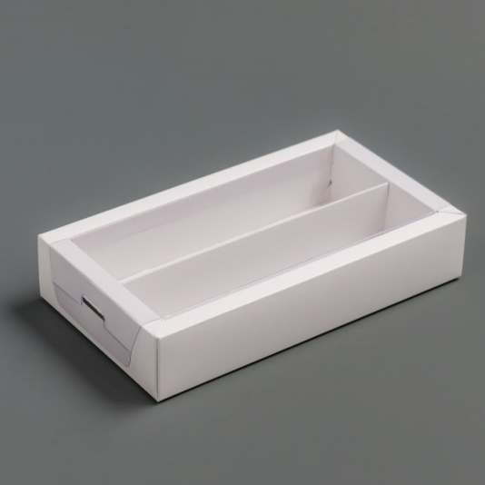 Коробка для конфет с пластиковой прозрачной крышкой 180×100×30 мм, (8) (белая)