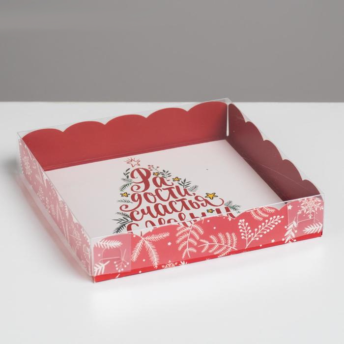 Коробка для кондитерских изделий с PVC крышкой «Радости», 15×15×3 см