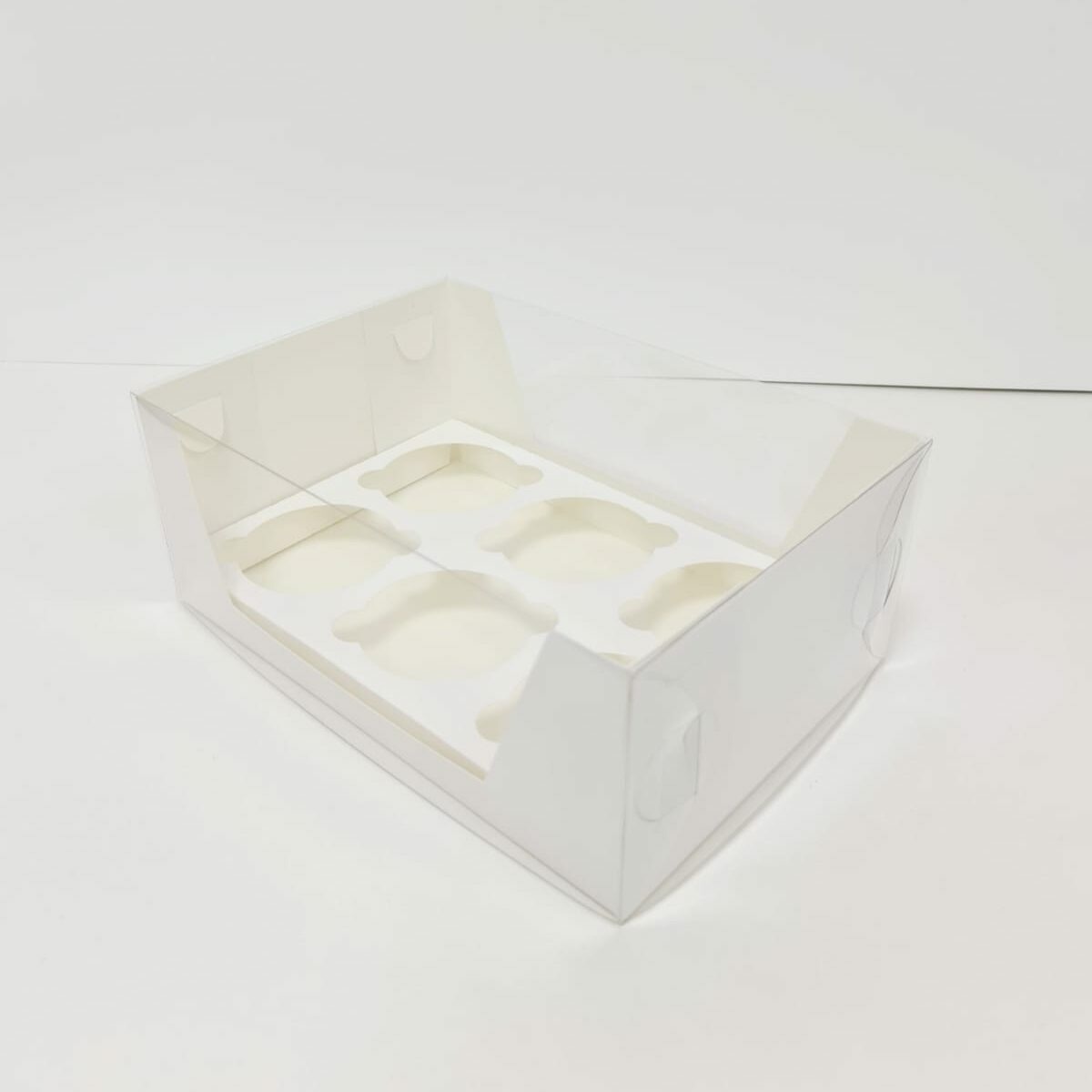 Коробка для капкейков на 6 шт. прозрачная, размер 235х160х95, цвет белый