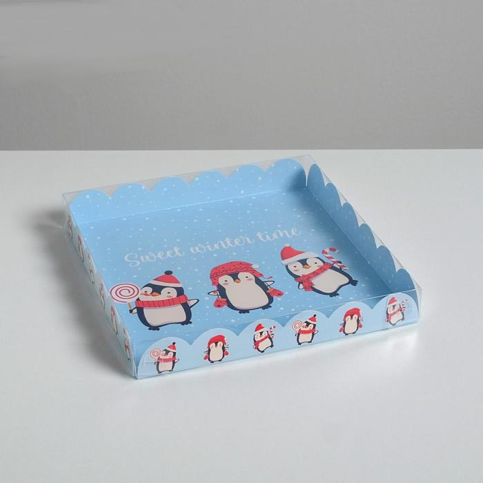 Коробка для кондитерских изделий с PVC крышкой «Sweet winter time», 21×21×3 см