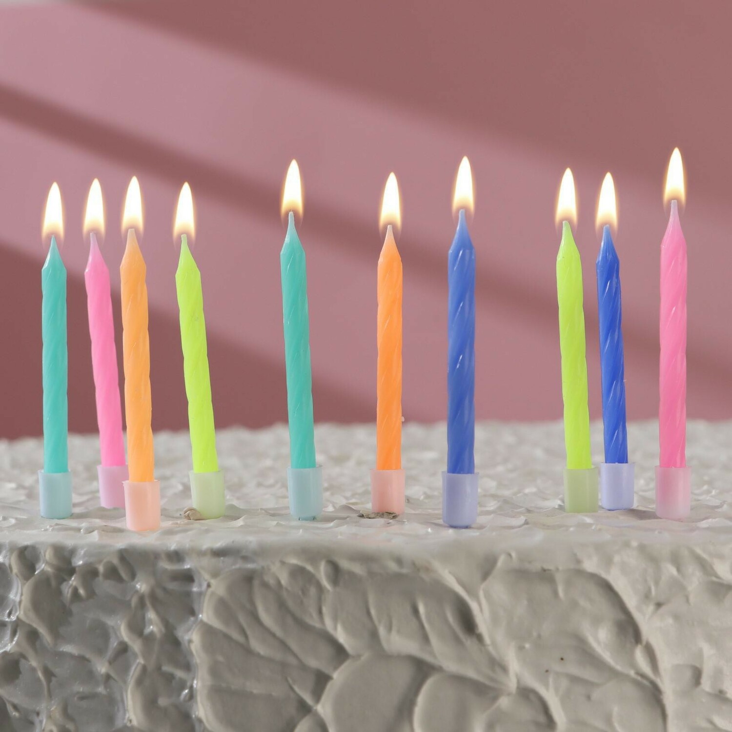 Свечи для торта "Неон", 10 шт, МИКС, 7 см