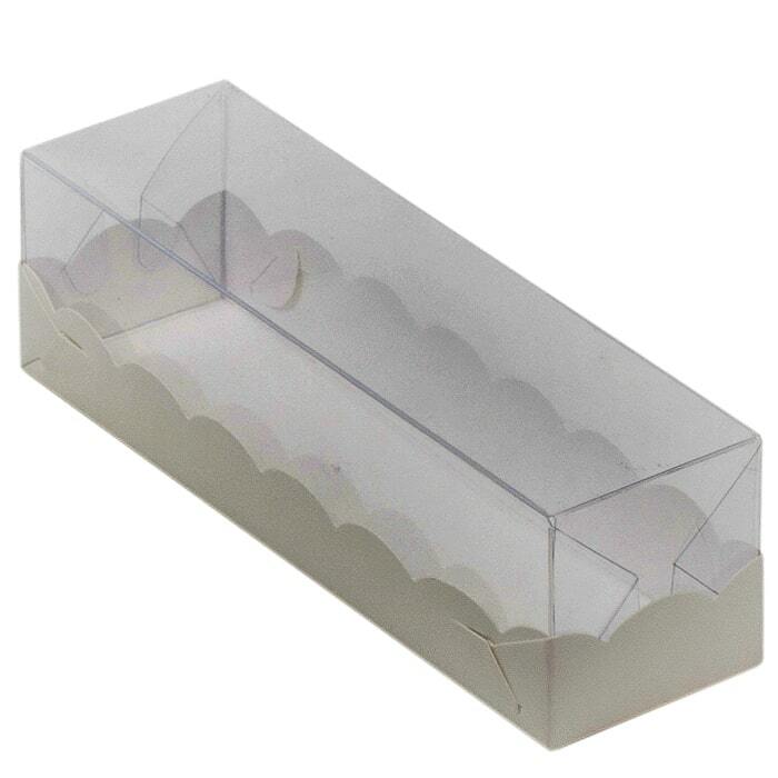 Коробка для макарон с пластик. крышкой, 190×55×55 мм, белая