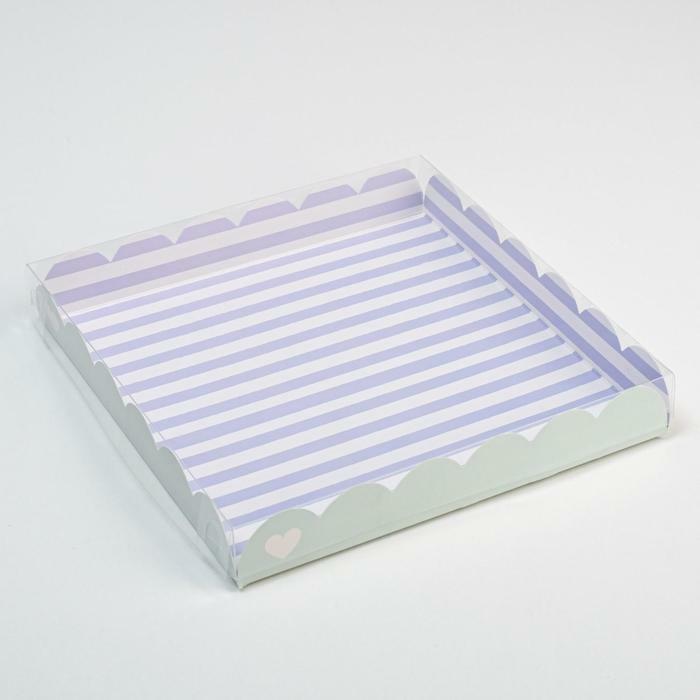 Коробка для кондитерских изделий с PVC-крышкой «Люби и мечтай», 21×21×3 см