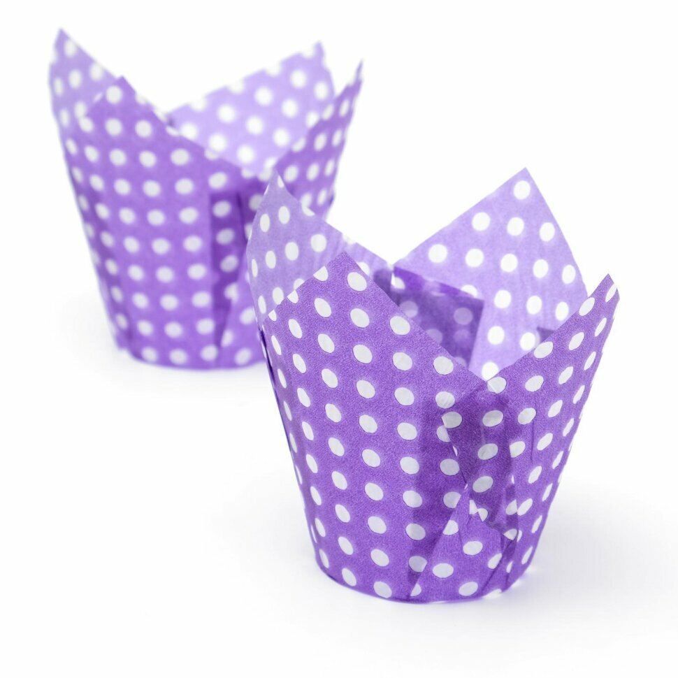 Форма для выпечки "Тюльпан", фиолетовый горошек, 5 х 8 см