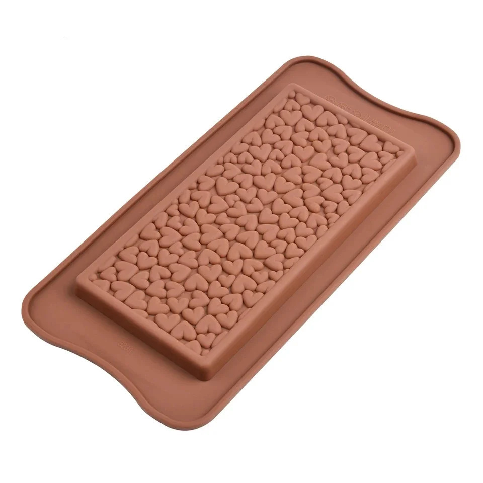 Форма силиконовая для шоколада «Плитка сердечки»