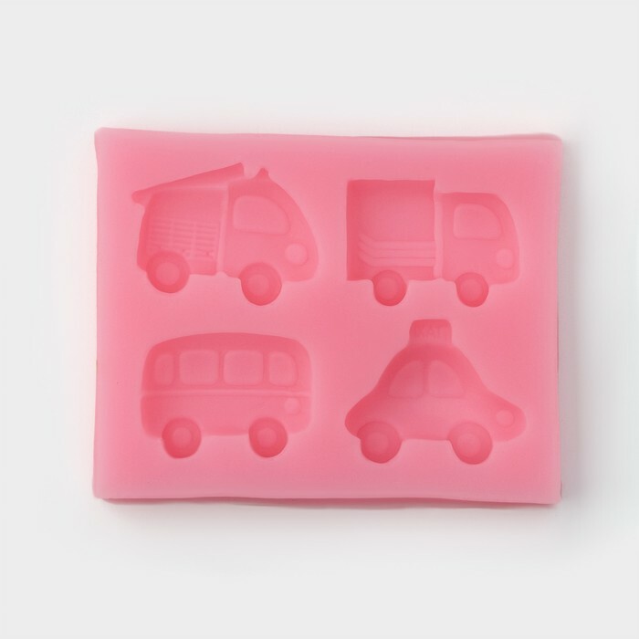Силиконовый молд Доляна «Транспорт», 8×6,5×1,1 см, цвет розовый