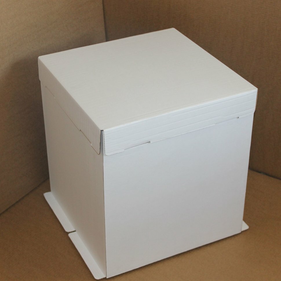 Коробка для торта (гофрокартон, белая) 420×420×450 мм