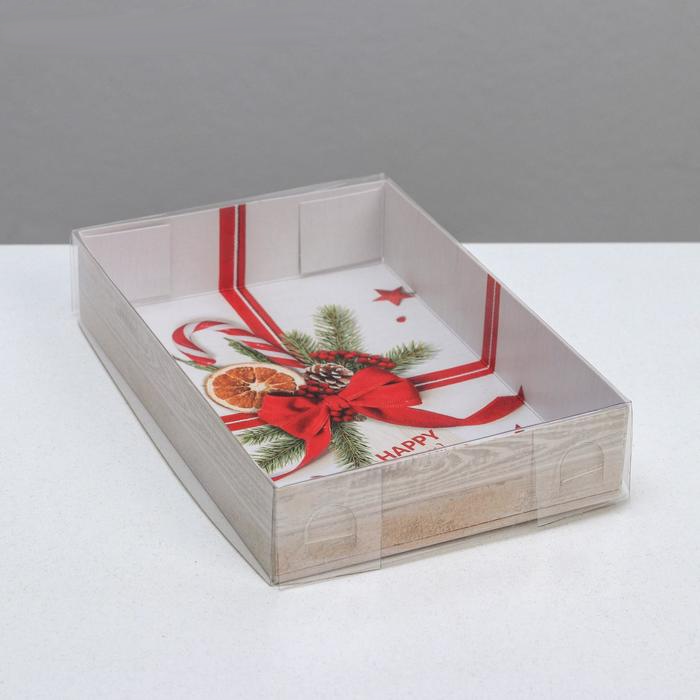 Коробка для кондитерских изделий «Новогодний бант», 17×12×3 см