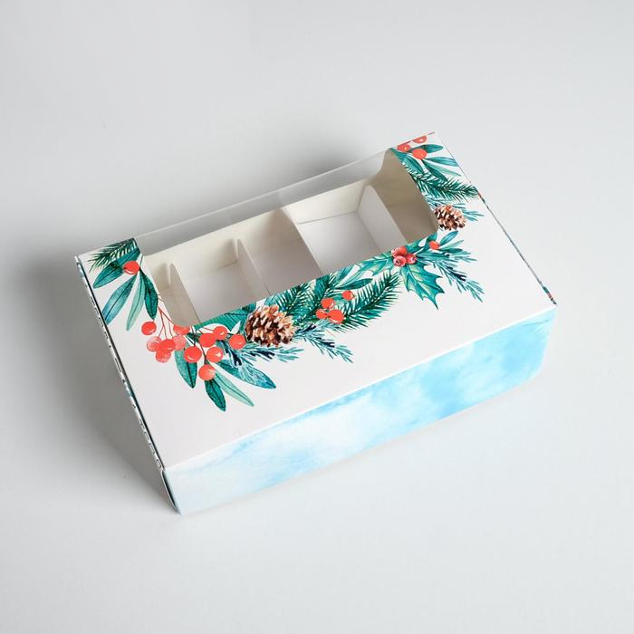 Коробка для эклеров с вкладышами «Let it Snow», 25.2×15×7 см, 5 шт
