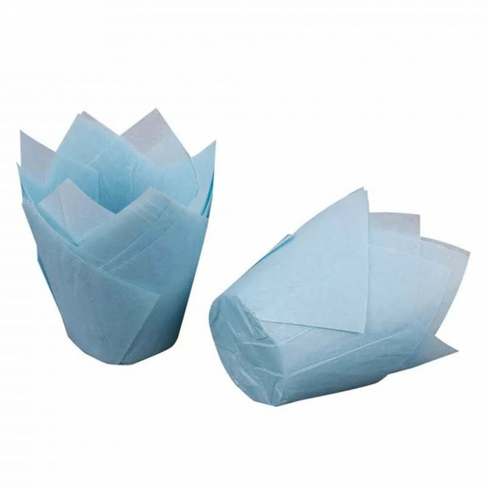 Форма для выпечки «Тюльпан» голубая, 5×8 см