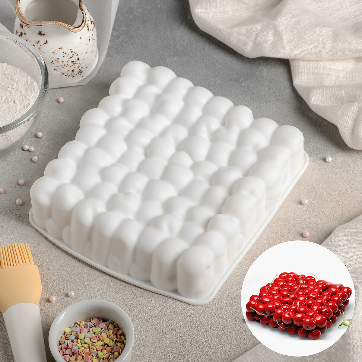 Форма для муссовых десертов и выпечки «Пузыри», 18.5×4.5 см, цвет белый