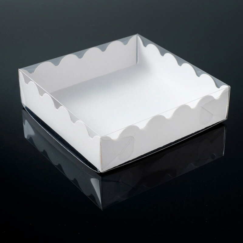 Коробочка для печенья и пряников с PVC крышкой, белая, 15×15×3 см