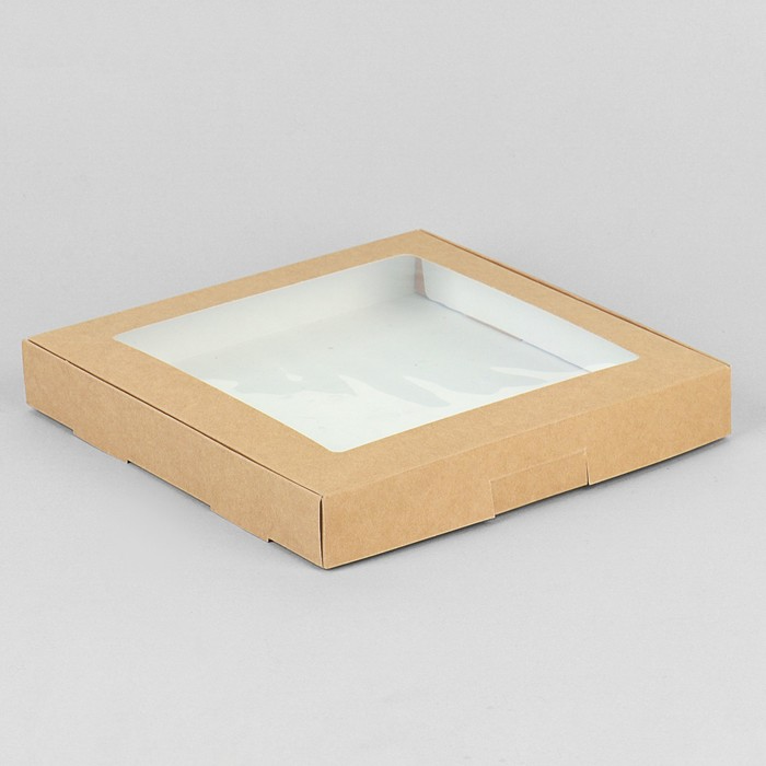 Коробка самосборная бесклеевая, крафт, 21×21×3 см