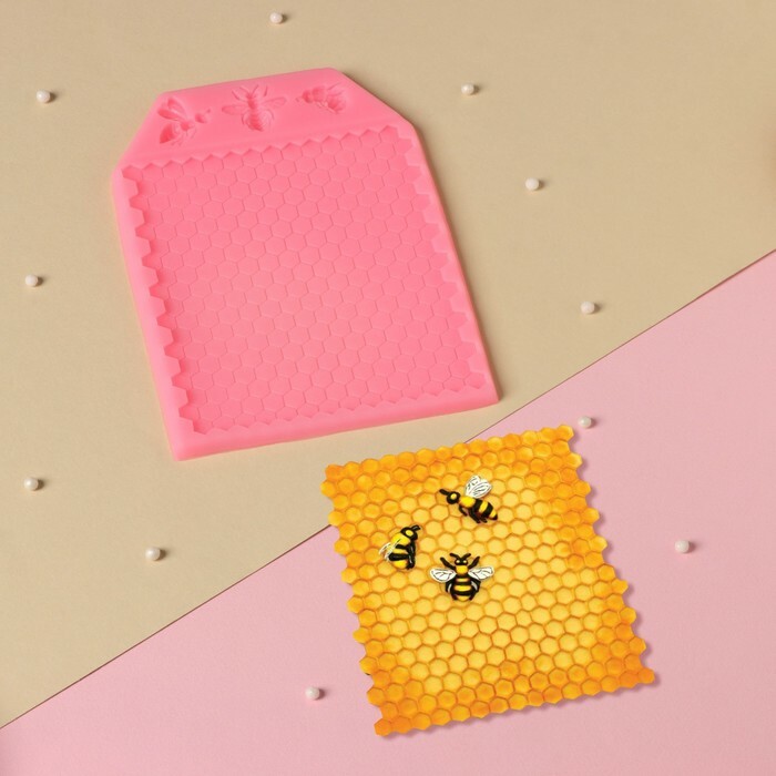 Силиконовый молд Доляна «Пчелиные соты», 17×12,5×0,5 см, цвет МИКС