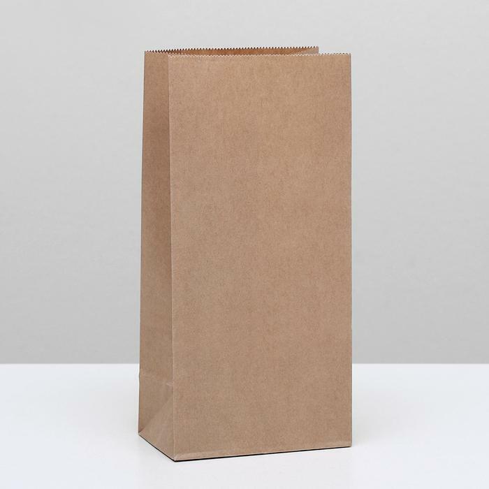 Пакет крафт бумажный фасовочный, прямоугольное дно, 12×8×25 см
