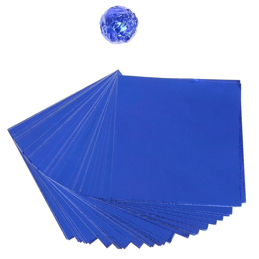 Фольга оберточная для конфет Синяя 10×10 см, 100 шт