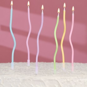 Свечи для торта "Серпантин" 6 шт, коктейльные, нюдовые