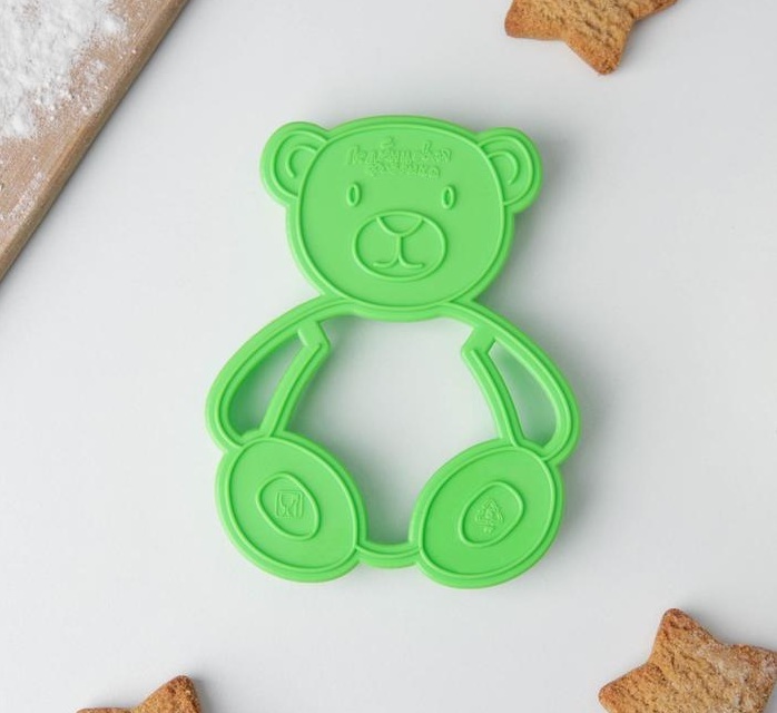 Форма для печенья и пряников Леденцовая фабрика «Мишка», цвет зелёный