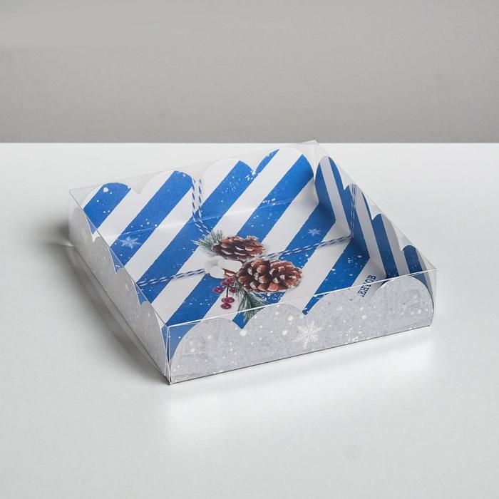 Коробка для кондитерских изделий с PVC-крышкой «Приятных моментов», 13×13×3 см