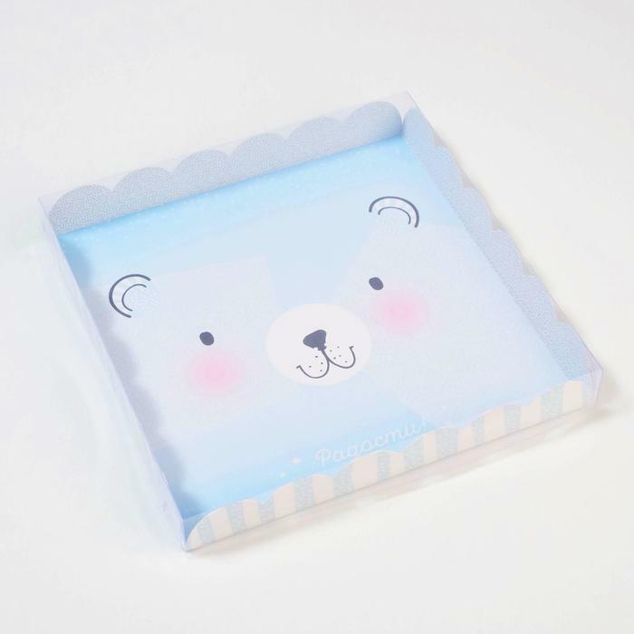 Коробка для кондитерских изделий с PVC-крышкой «Радости!», 21×21×3 см