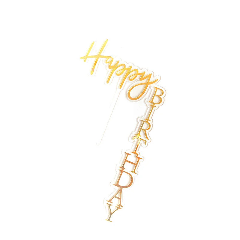 Топпер «Happy Birthday» уголок (прозрачный фон с золотой надписью)