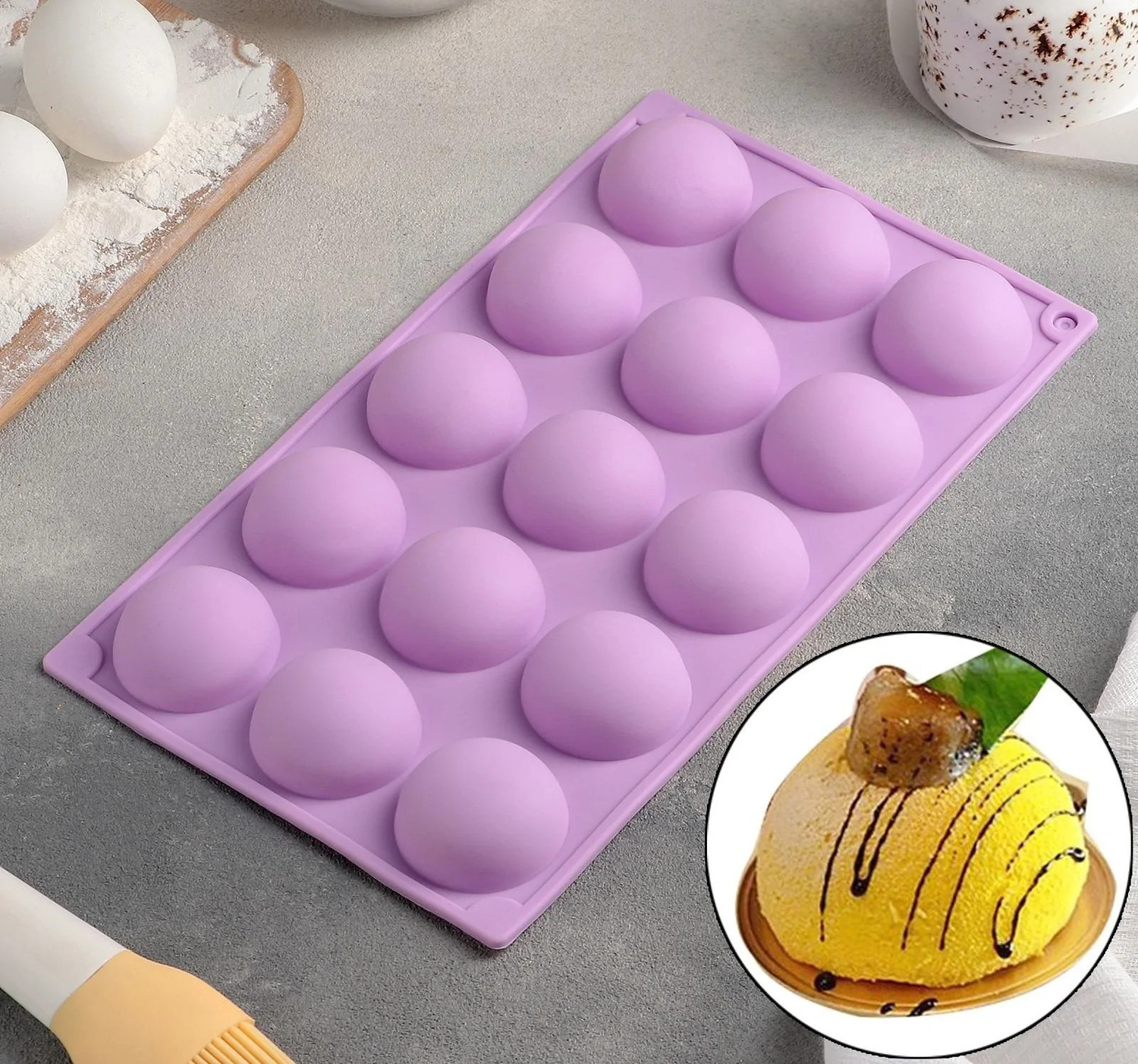 Форма для муссовых десертов и выпечки «Полусфера», 28×16.5 см, 15 ячеек (d=4.5 см), цвет МИКС