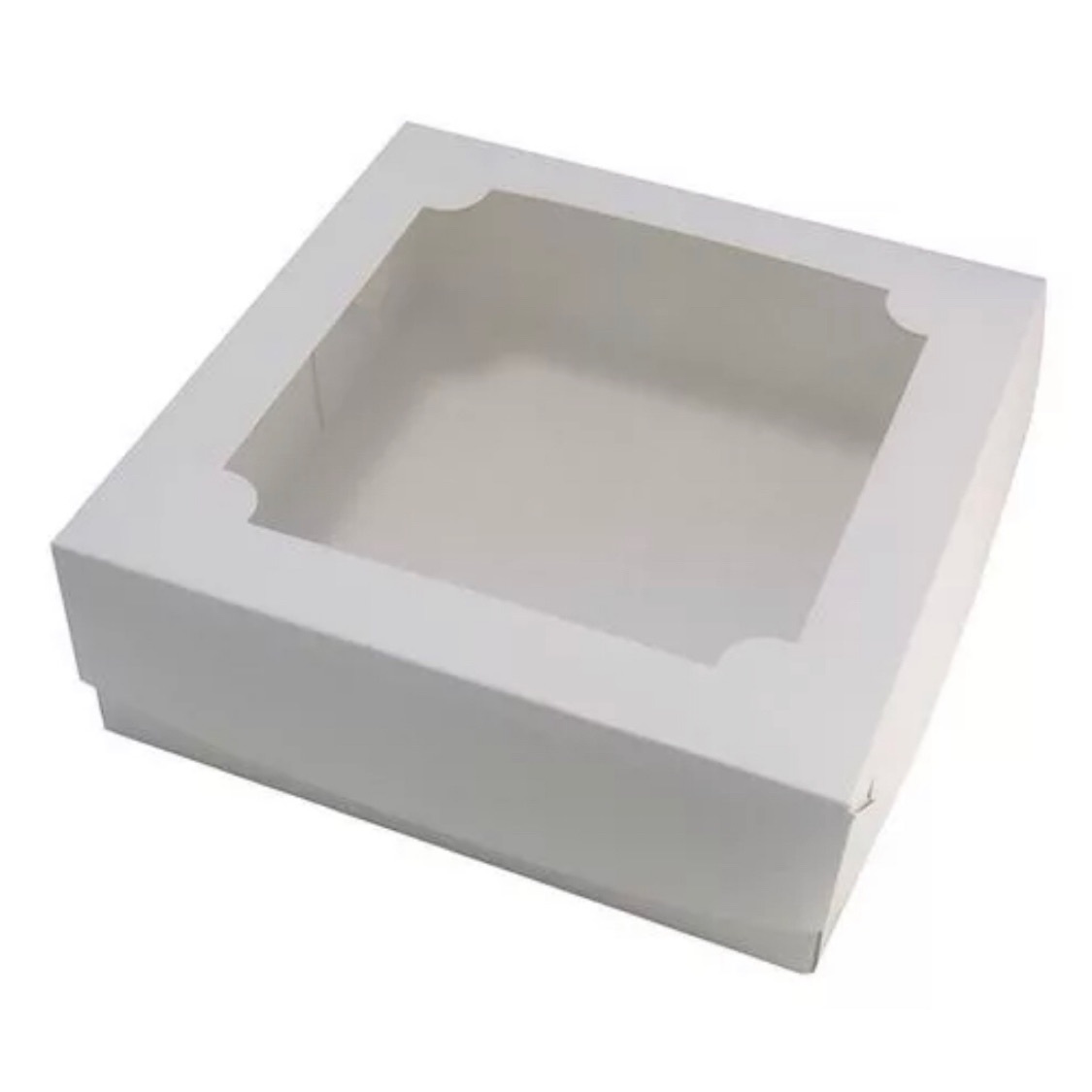 Коробка под зефир и печенье, с окошком, 200×200×70 мм (белая)