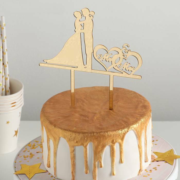 Топпер на торт, 12×12 см, цвет золото
