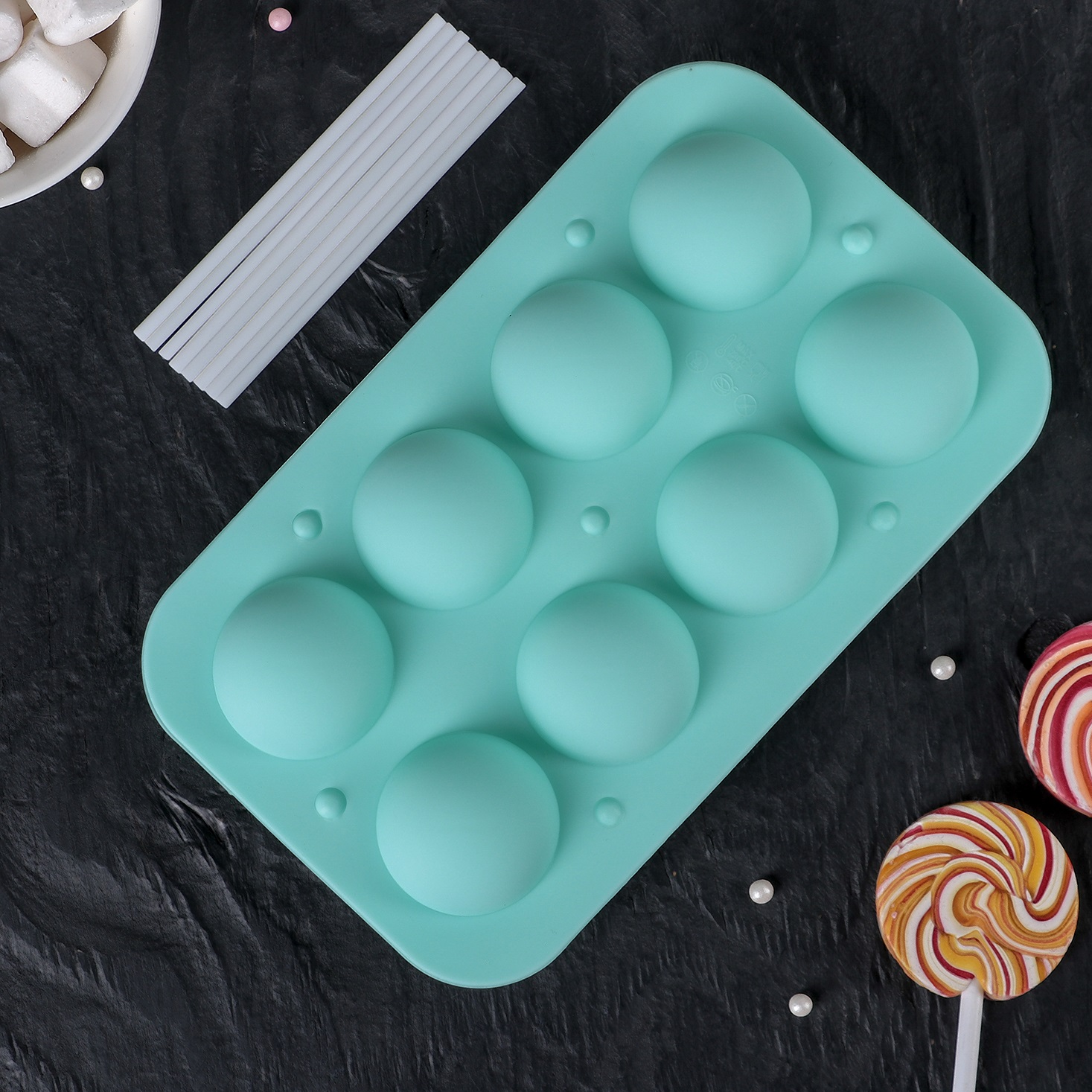 Форма для леденцов и мороженого «Чупик», 19.5×11.7×3.5 см, 8 ячеек (d=3.9 см), 2 части, с палочками, цвет МИКС