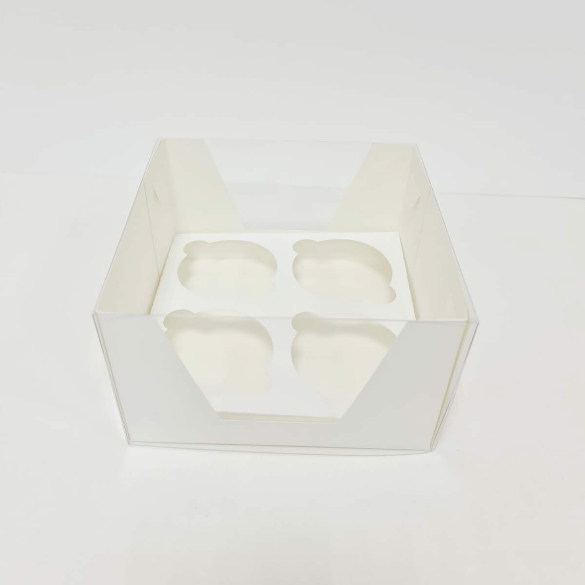 Коробка для капкейков на 4 шт. прозрачная, размер 160х160х95, цвет белый