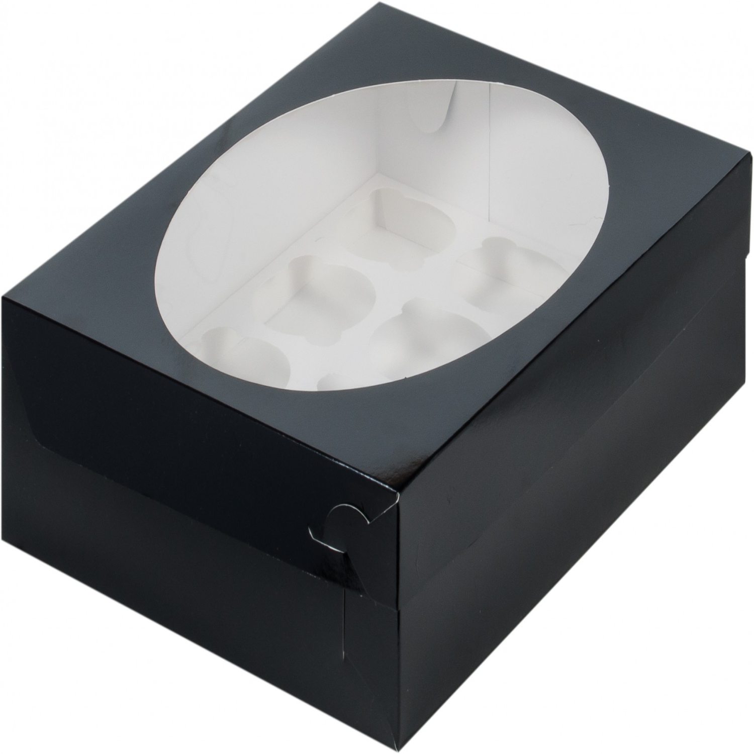 Коробка под капкейки с окошком 320×235×100 мм (12) (Чёрная)