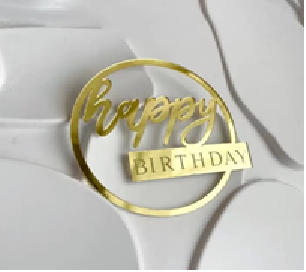 Топпер "Happy Birthday" №4 в рамке золото