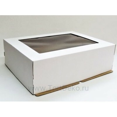 Кондитерская упаковка, короб белый, с окном 300×400×200 мм