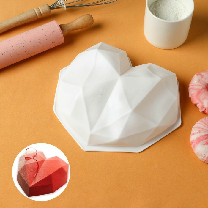 Форма для муссовых десертов и выпечки KONFINETTA «Геометрия любви», 21,5×20×6 см, цвет белый