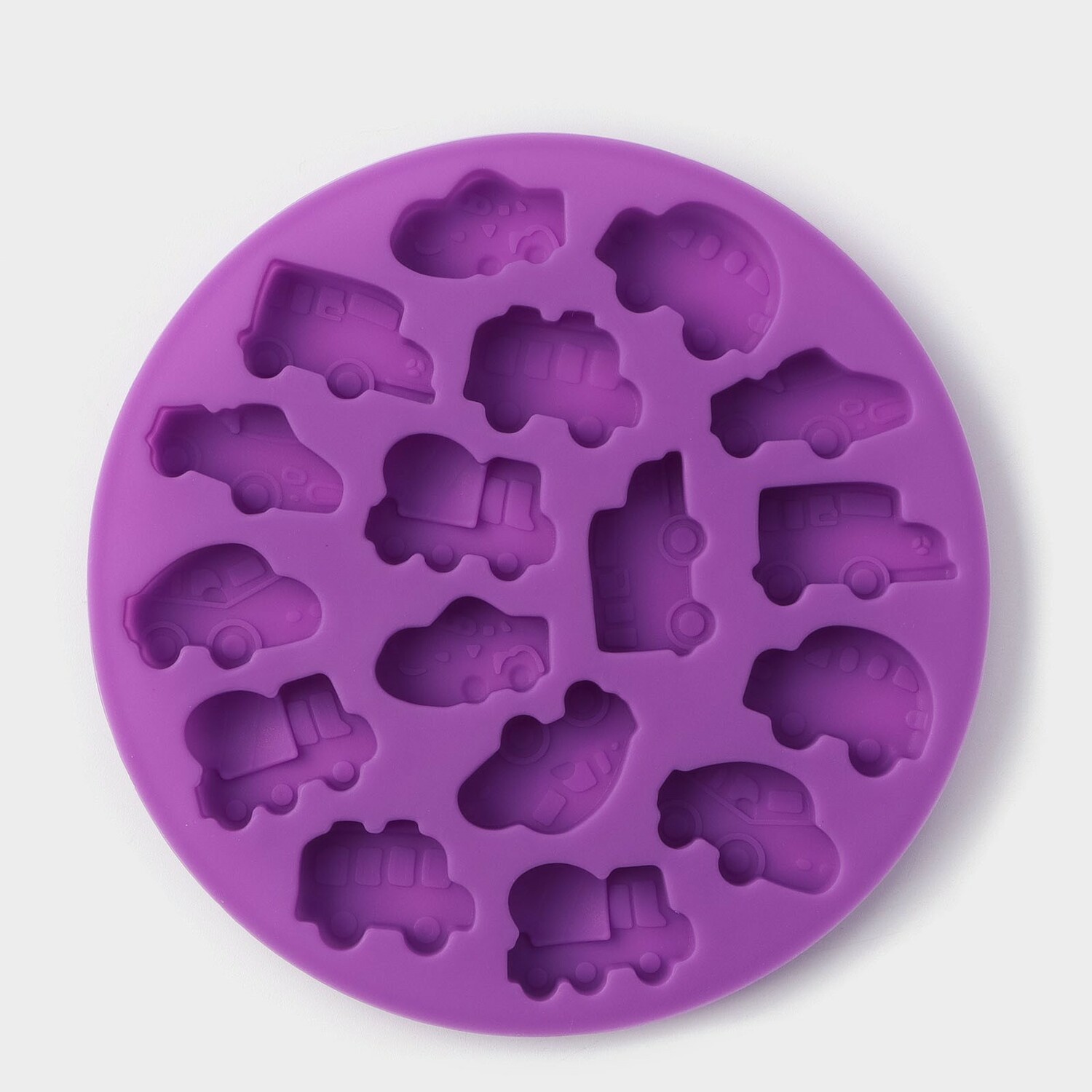 Форма для мармелада Доляна «Машинки», d=12 см, 17 ячеек, цвет фиолетовый