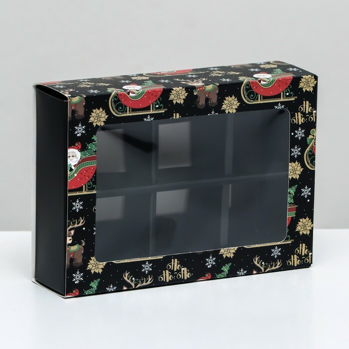 Коробка складная под 6 конфет "Дед Мороз" , 13,7 х 9,8 х 3,8 см