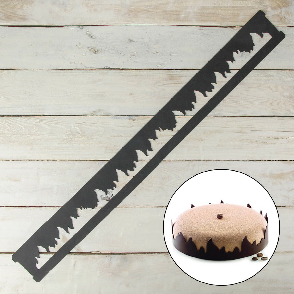 Форма кондитерская-трафарет для шоколада «Пламя», 89.5×8.5 см, цвет чёрный